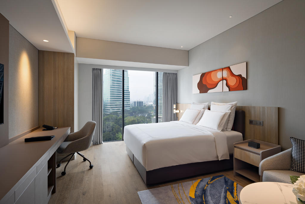 Susunan kamar advantage studio di Swissôtel Living Jakarta.