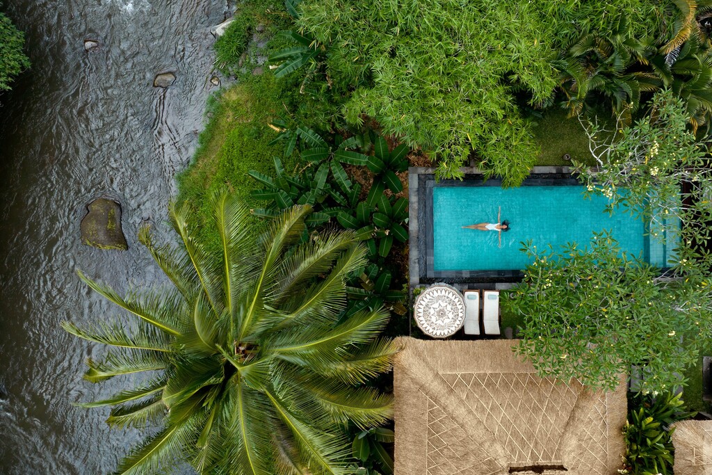 Pemandangan udara dari Hotel Mandapa, Ritz-Carlton Group. Salah satu hotel Indonesia peraih Michelin Keys 2026.