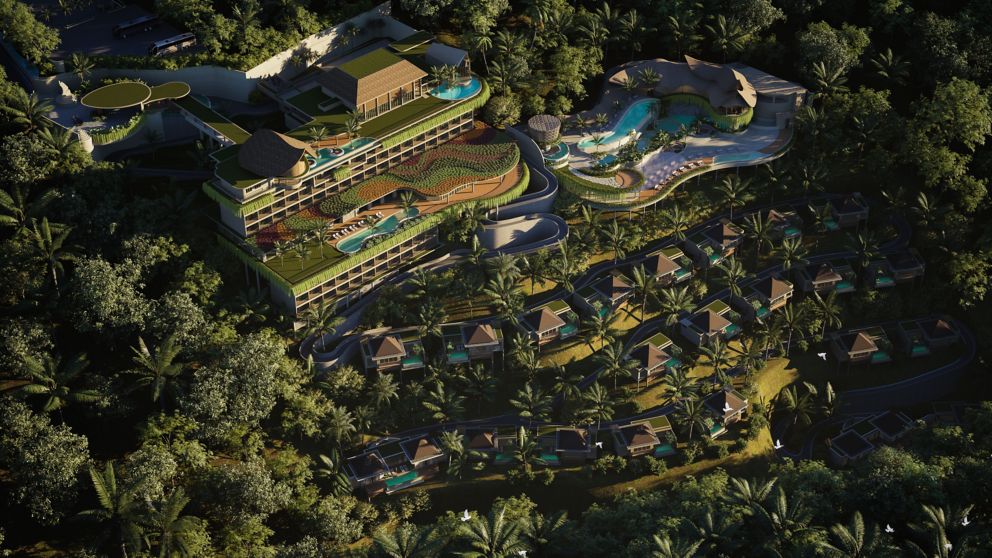 Tampak udara dari hotel JW Marriott Bali, Ubud. Salah satu hotel baru di Bali.