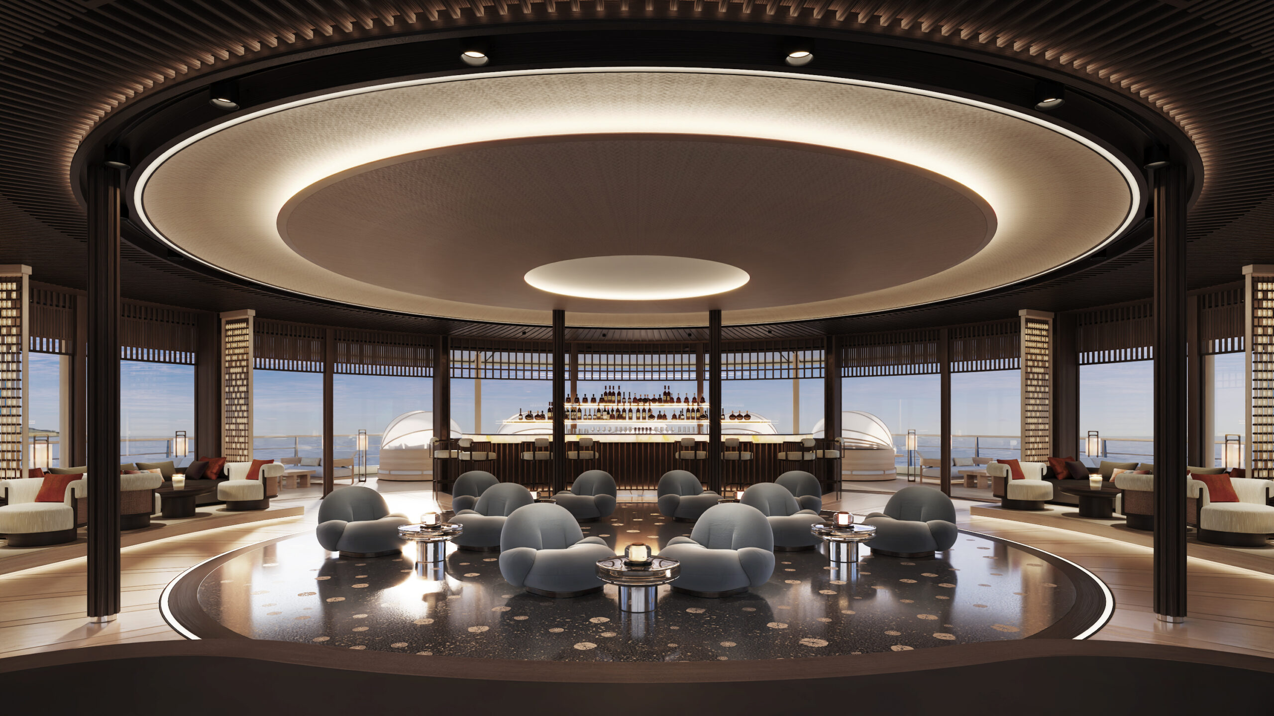 Interior Jazz bar dari yacht mewah Amangati.