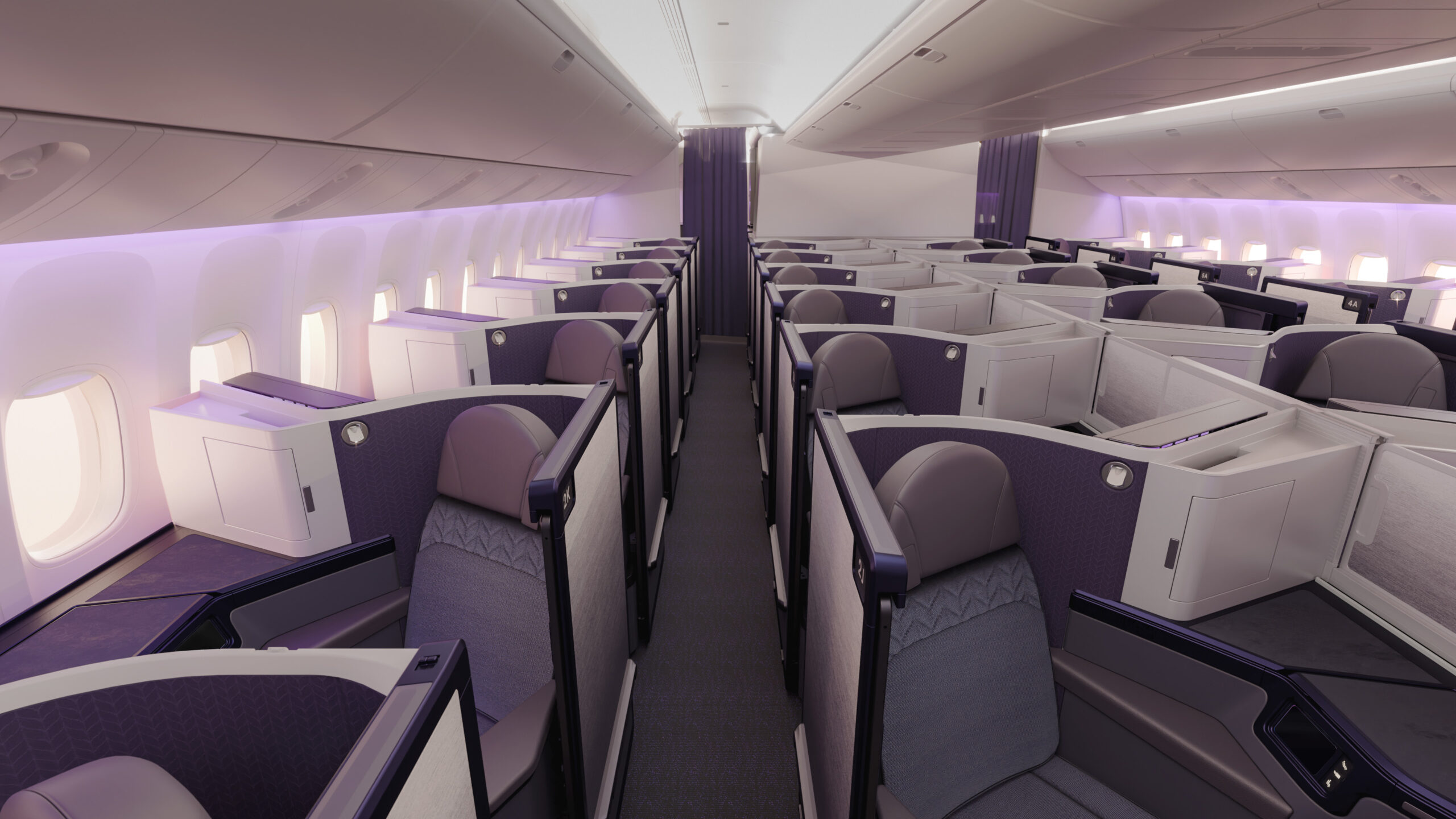 Tampilan Kursi Air New Zealand di kabin baru kelas Business Premier.