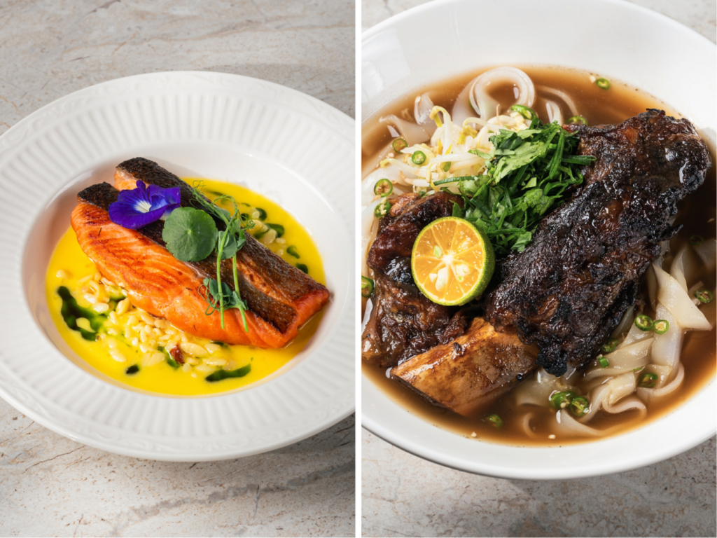 Seared Tiger Prawns | Wagyu Braised Ribs.