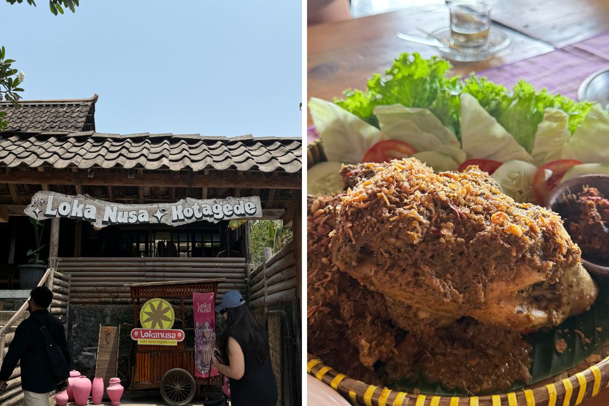 Suasana restoran Lokanusa dan Ayam Ingkung khas Yogyakarta. 