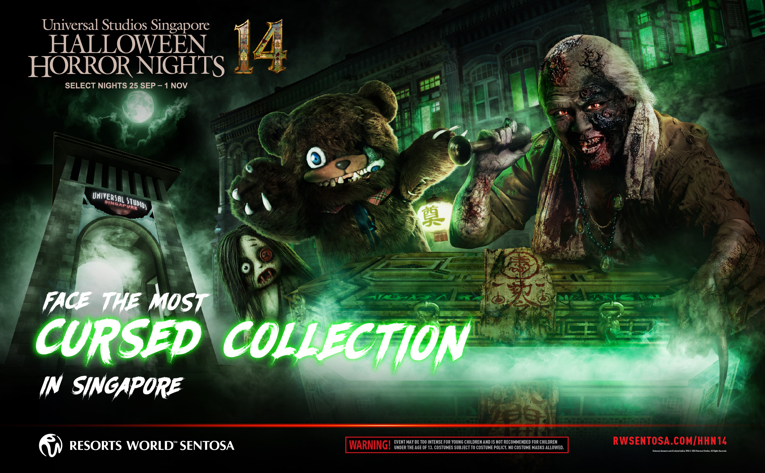Atraksi rumah hantu menyeramkan dalam Halloween Horror Nights 14 di Singapura.