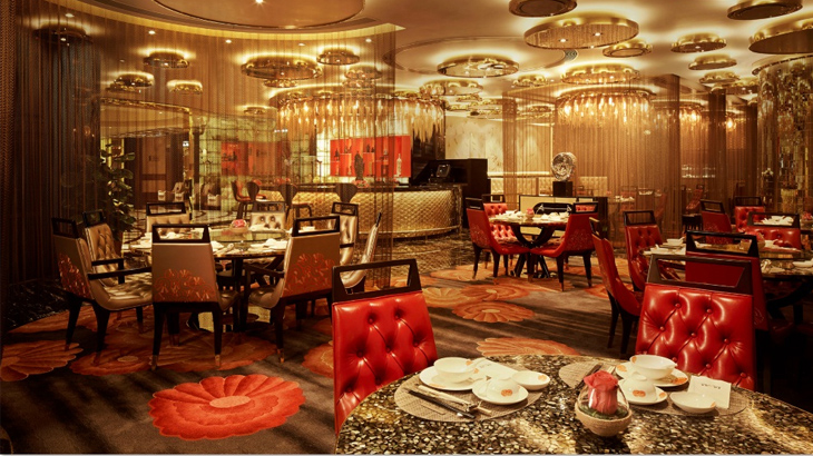 Interior Feng Wei Ju di Hotel StarWorld Makau yang jadi pendatang baru di daftar Michelin Guide. 