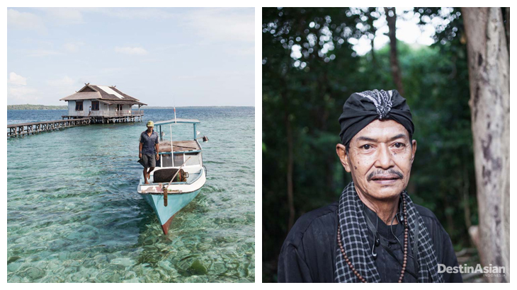 Kiri-kanan: Seorang nelayan di Pulau Tengah; Juru kunci makam Sunan Nyamplungan