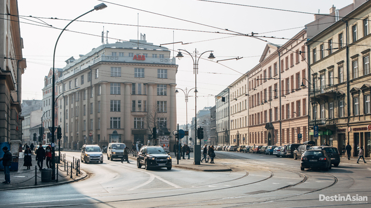 Gedung-gedung di pusat kota Krakow.